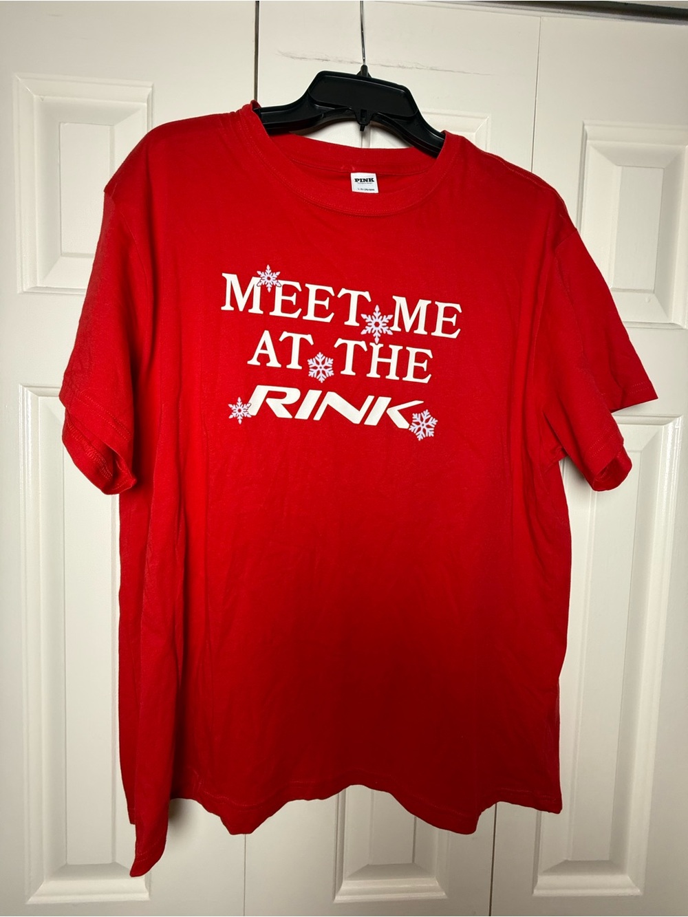 Victoria’s Secret Pink Meet Me On The Ice Red Short Sleeve Tee
